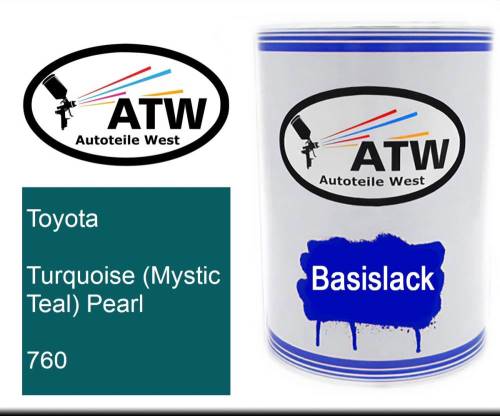 Toyota, Turquoise (Mystic Teal) Pearl, 760: 500ml Lackdose, von ATW Autoteile West.